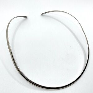 VTG Sterling Silver 925 Collar Bib Open Ended Oval Shaped Necklace 15 / 15.5”